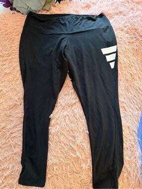 adidas Black Leggings with White Logo Accent